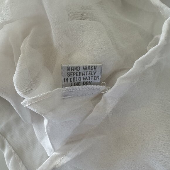 Vintage Solitaire Swim White Sheer Cover Up Beaded Embellished Chiffon Top - Picture 7 of 9